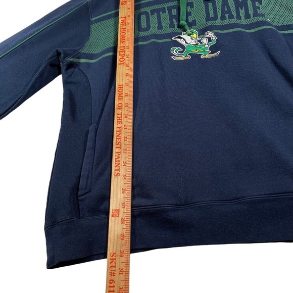 Adidas Notre Dame Pullover Hoodie Size XL Blue Green‎ Logo Spell Out Pockets - Picture 11 of 12